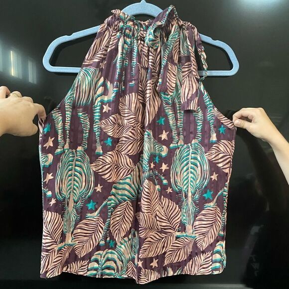 Ramy Brook Marley Printed Halter Top Silk Tank, Size XS - Picture 2 of 8